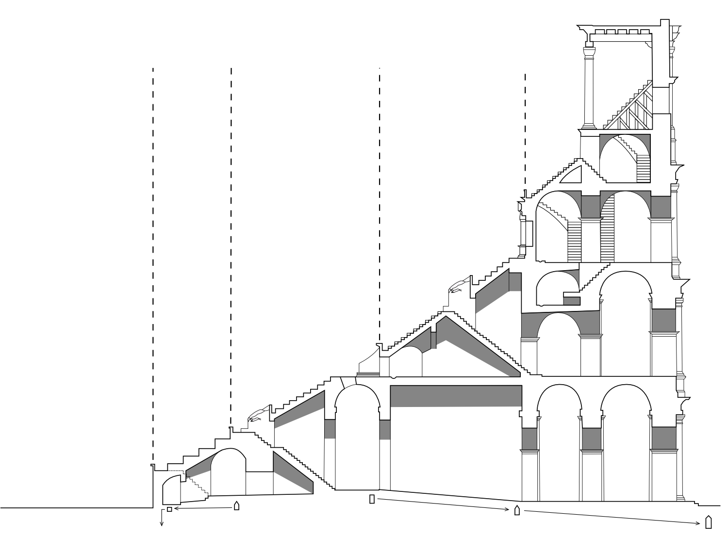 Sección del Coliseo o Anfiteatro Flavio